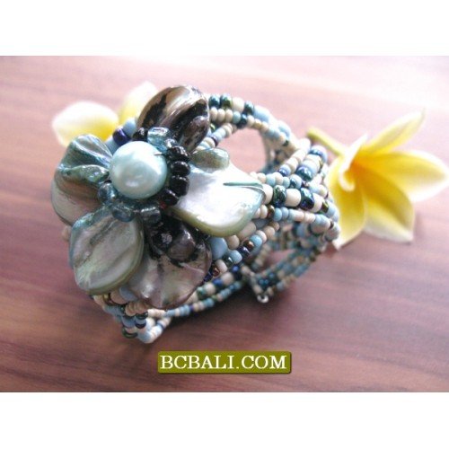Flowers Seashells Beads Bracelets Cuff Designs flowers seashells